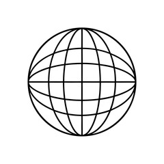 Globe with longitudinal and latitudinal lines silhouette