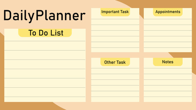 Minimal daily planner template with sections for to do list important tasks appointments other tasks and notes perfect for productivity planning office work and personal use