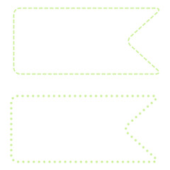 点線と破線で描かれた薄緑色の旗型バナーセット