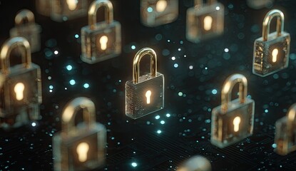 Glowing padlocks on a dark background representing security and protection