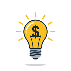 Innovative light bulb with dollar sign symbolizing profitable business ideas and financial success.