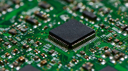 close up of computer circuit board
