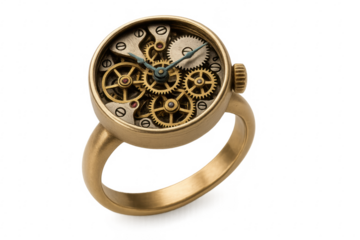 Steampunk watch ring showing intricate clockwork mechanical gears