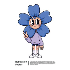 Adorable Cartoon Flower Character with Peace Sign A Fun and Playful Illustration