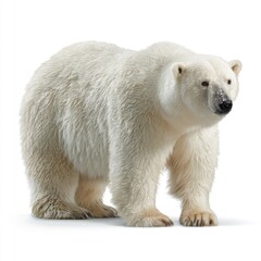 Majestic polar bear standing against a white background in studio shot