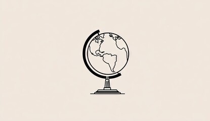 Minimalist globe illustration on a beige background for global concepts