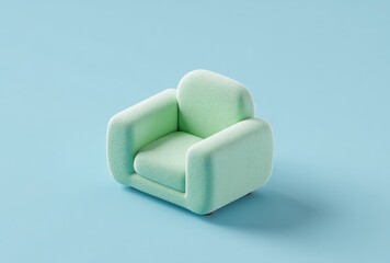 Mint green armchair on blue background perfect for product presentation