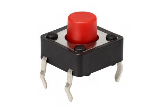 Red tactile push button electronic component