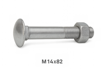 Carriage bolt and nut isolated on transparent background