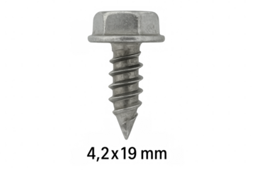 Self-tapping hex head screw with flange isolated on transparent background