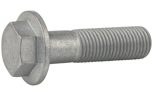 Zinc plated flange hex head bolt isolated