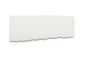 Torn ripped white paper strip with jagged edges, a blank note or scrap with copy space, transparent background