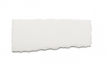 Torn ripped white paper strip with jagged edges, a blank note or scrap with copy space, transparent background