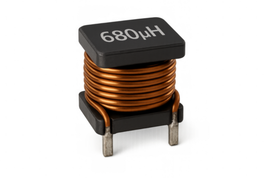Inductor electronic component with microhenry value on transparent background