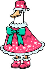 Groovy Christmas Goose with Hat and Cape Cartoon