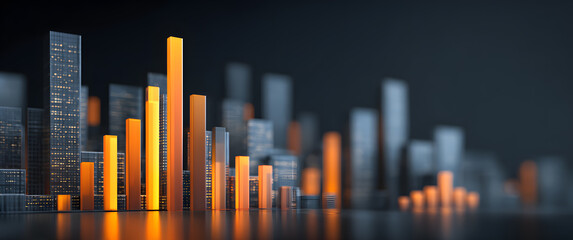 Bar chart light and shadow effects in urban night scene