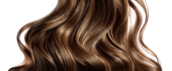 Fototapeta premium Healthy flowing brown hair isolated on transparent cutout background