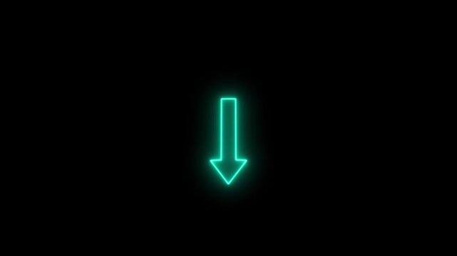 Down Signal Arrow icon Animation With Glowing Neon in Blac Background 