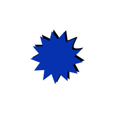 Blue starburst shape with shadow isolated png design for graphics use.