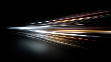 Dynamic light trails create a sense of speed and motion against a dark background.