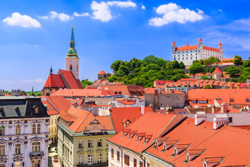 Bratislava, Slovakia. View of the Bratislava castle, St. Martin's Cathedral.