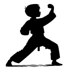 Silhouette of a boy jumping and running vector illustration