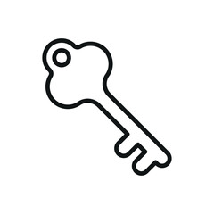 Key icon in clean outline for entry, permission, and secure access themes.