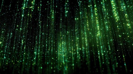 Futuristic green digital lines creating a mesmerizing matrix effect in a dark background.