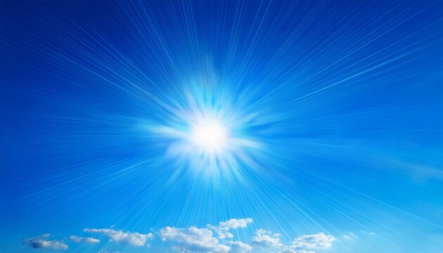 clear blue sky with a bright sun shining and sunlight rays dynamic light rays lens flare effects