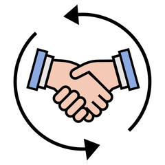 business negotiations icon, Handshake icon. Diversity, communication, Business agreement and partnership symbol in flat vector design.