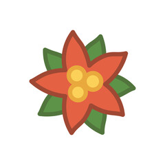 Poinsettia icon isolated on a white background. Vector illustration.