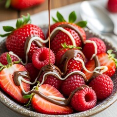Delicious Chocolate Covered Strawberries and Raspberries.