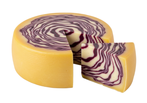 Port Wine Derby cheese isolated on transparent background