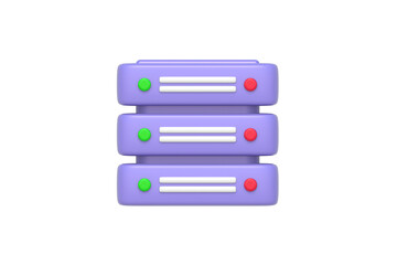 Data center rack isolated on white background. Equipment for backup storage. Web hosting. 3d render