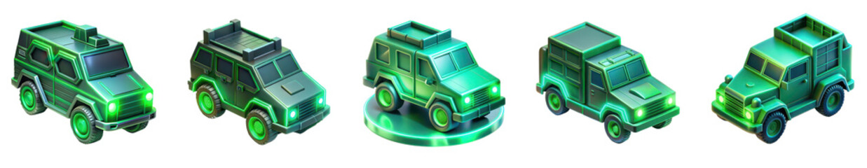 Obraz premium High quality photo of luminous green crystalline formations glowing brightly isolated on transparent background