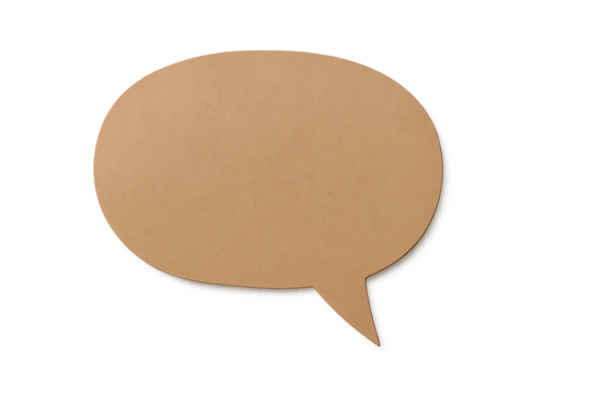 Blank brown cardboard paper speech bubble cutout with bubble shape, isolated PNG transparency for designs. - Powered by Adobe