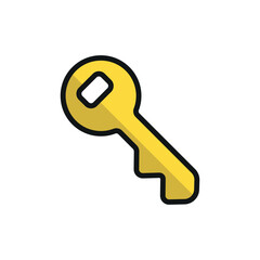Key icon in color with line style for login, access, and privacy visuals.
