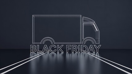 Black Friday Delivery Truck Wireframe Graphic
