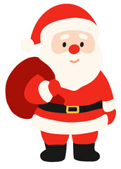 A festive Christmas illustration set featuring Santa Claus, Christmas trees, ornaments, gifts, and holiday decorations. Perfect for seasonal greeting cards, posters, and winter celebration designs.