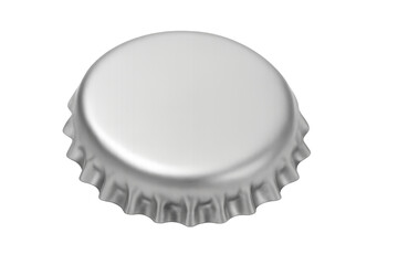 Metal crown cap for sealing drink bottles on transparent background