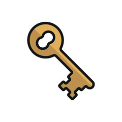 Key icon in outline with color accent for security, safe, and password projects.