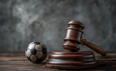 Sports Law A Gavel and Football Depicting Legal Aspects of the Game