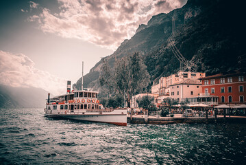 Riva del Garda, Italy - 2025. Old paddle steamer