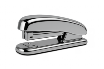 Chrome stapler on transparent background for office paperwork