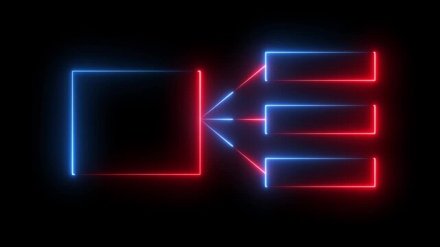 Neon glowing tournament bracket 4K motion graphic on black background, illustrating digital competition layouts and ranking systems. Great for esports, gaming, and sports content - Powered by Adobe