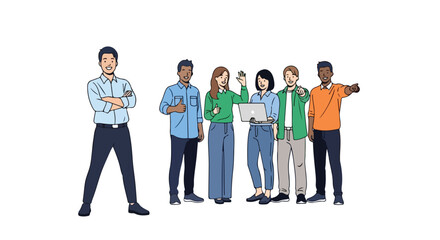 Fototapeta premium Diverse group of professionals showcasing collaboration and innovation within a dynamic team environment emphasizing the individual's role in