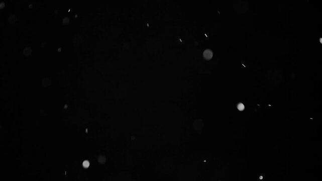 Black and white dust particles floating slowly in the air overlay video