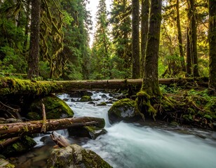 Obraz premium Lush forest stream (2)