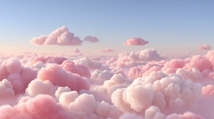 Close-up view of cotton candy pink clouds in a cinematic dreamy sky