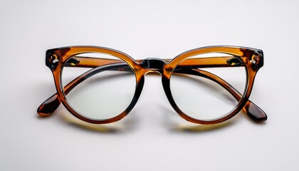 stylish tortoiseshell glasses with white background for easy editing
